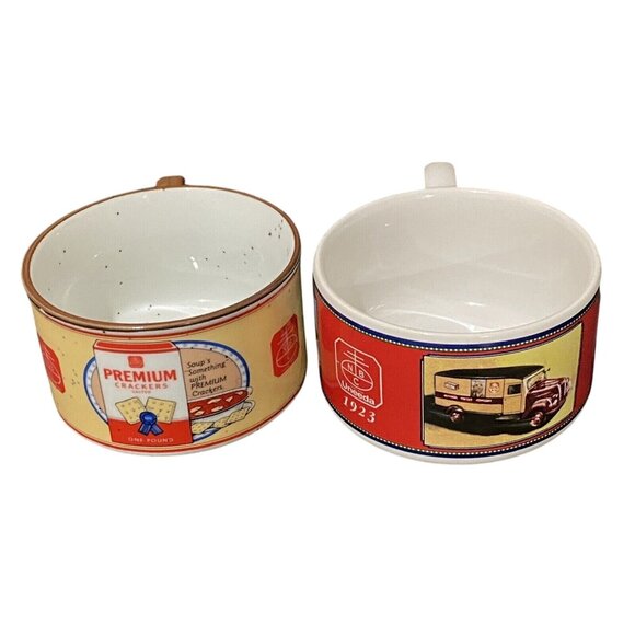Nabisco Crackers Soup Mug Lot of 2 Advertising Kitchen Decor Foodie - Picture 4 of 7